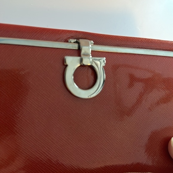 Salvatore Ferragamo Gancini Red Patent Leather Long Wallet - Picture 2 of 12